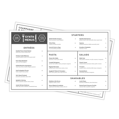 8½" x 14" Menus