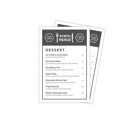 4" x 6" Menus