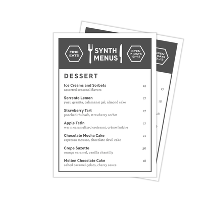 5" x 7" Menus